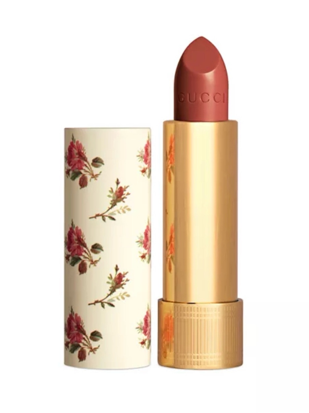 NIB Gucci Lipstick 214 Call It A Day Dusty Rose Brown with Floral Case